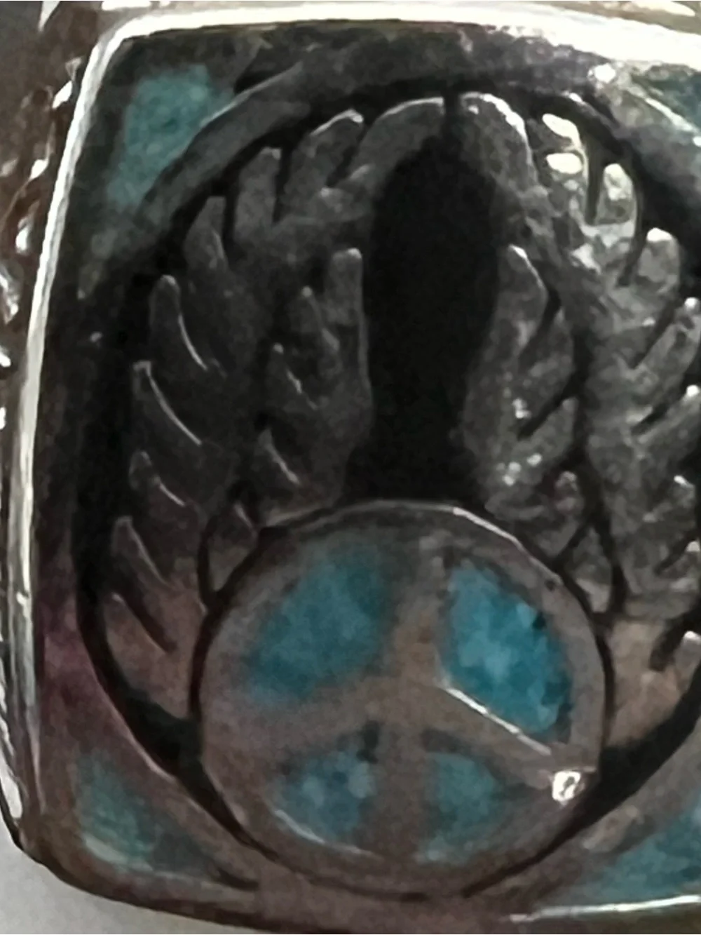 Turquoise Inlay Winged Emblem Sterling Men's Ring